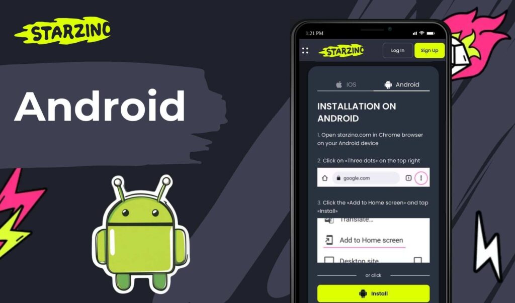 Starzino Nederland Een snelkoppeling toevoegen op Android